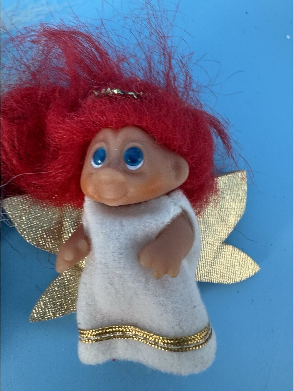Vintage DAM Mini Troll Dolls Lot 3 Christmas Santa Reindeer Angel Ornaments - Picture 3 of 7